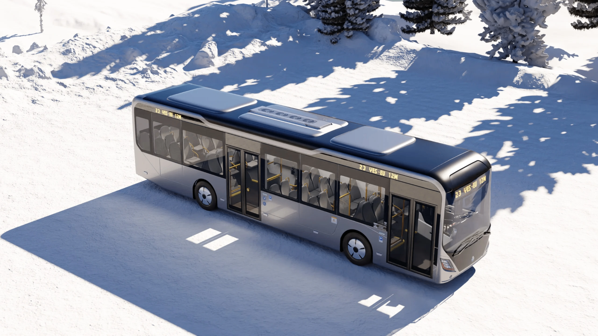 YES-EU electric bus on a European street